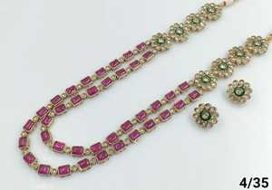 DERNIÈRE ANTIQUE TRADITIONNEL ET À LA MODE PLAQUÉ OR UNCUT AD FANCY LONG COLLIER BOUCLES D'OREILLES ENSEMBLE DE BIJOUX POUR FEMMES - Product Image 6