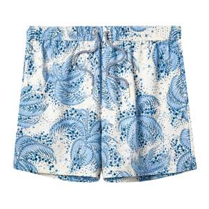 Ensemble chemise et short bleu feuilles de palmier en Tencel imprimé vintage col une pièce parfait pour l'été, la plage, la piscine ou les journées décontractées - Product Image 2