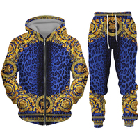 Conjunto Deportivo de Otoño para Hombre con Estampado 3D de Gato, Camiseta de Manga Larga y Pantalones, Conjunto de 2 Piezas, Sudadera Holgada, Ropa Masculina