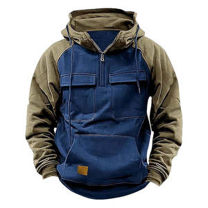 เสื้อแขนยาววินเทจสำหรับผู้ชายมีซิปครึ่งกระเป๋าและหลายกระเป๋าสำหรับชุดทำงานกลางแจ้งฤดูหนาว - Product Image 5