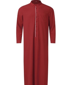 Thobe de style arabe, vêtements musulmans pour hommes, Jubba à manches longues, décontracté, respirant, robe islamique pour hommes, Jubba Kaftan - Product Image 3
