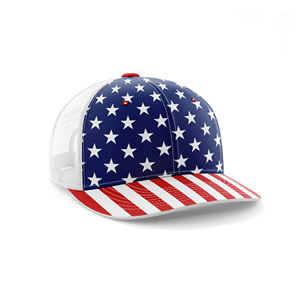 USA Stars and Stripes Custom Trucker Hat Alta calidad Snapback Baseball Golf Dad Cap OEM & ODM Ropa deportiva al por mayor - Product Image 1