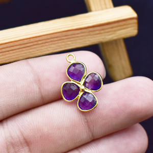 ชุดจี้อัญมณีรูปหัวใจรูปหัวใจและพลอยสีทองจี้พลอยสี่ชิ้นจี้หินขนาดเล็กสำหรับทำเครื่องประดับ - Product Image 4