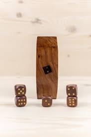 Caja de dados de madera tradicional hecha a mano forma redonda con patrón de cubo - Product Image 6