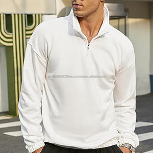 Sudadera con cremallera de un cuarto para hombre, sudadera informal de manga larga con cuello simulado de lana, jersey de otoño para exteriores, sudaderas - Product Image 2