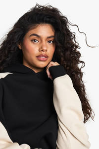 Sudadera con capucha de gran tamaño con manga en contraste de calidad superior, sudadera cálida Flecce antiarrugas transpirable para gimnasio y ropa de calle, sudaderas con capucha para mujer - Product Image 4