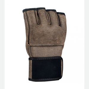 Guantes de Entrenamiento de Boxeo MMA de Cuero Hechos a Medida, Transpirables, Duraderos, para Sparring, Medios Dedos, Antideslizantes, con Correa de Muñeca Ajustable - Product Image 3