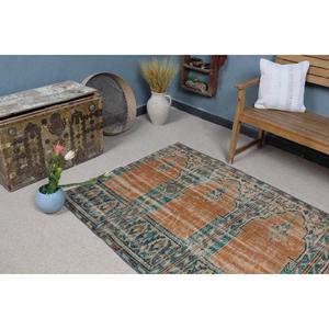 พรมวินเทจสไตล์ตุรกี ขนาด 4.1x7.9 ฟุต สีน้ำตาล-น้ำเงิน พรมขนสัตว์สไตล์ตะวันตกเฉียงใต้ - Product Image 5