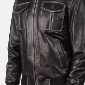 Customized Logo And Label Brown Genuine Leather <b>Jacket</b> Men For Bikers Waxed Cafe <b>Racer</b> Motorcycle <b>Jackets</b> All Sizes - Product Image 4