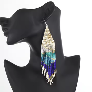 Fashion Retro Female Tassel <b>Earrings</b> <b>Long</b> Beaded Drop <b>Earrings</b> with Seed Beads Ethnic Style Creative Bohemian Design - Product Image 6