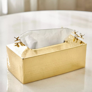 Caja de pañuelos de Metal plateado martillado con acento de flores doradas, accesorio de Mesa para el hogar, caja de pañuelos decorativa de diseño Vintage - Product Image 3