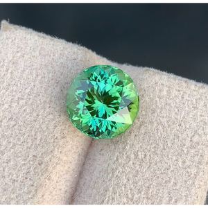 Turmalina Verde Azul Natural Impecable de 3.58 CT, Corte Redondo Excelente, Limpia, con Lupa, 9.1x6.8mm, Procedente de Afganistán - Product Image 1