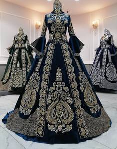 Moroccan Kaftan Beautiful Colored Traditional Caftan Stone Beads Hand Work Muslim Ethnic Party Floor-Length <b>Satin</b> Anti-Wrinkle - Product Image 1