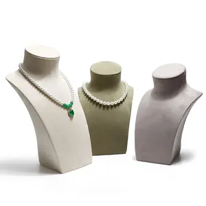 Weimei Factory Custom Jewelry Mannequin Display Stand Pendant Chain Holder Exhibitor Suede Fabric Necklace Bust