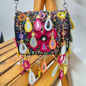 Sac à main de bohème fait à la main ethnique miroir pochette pour femmes mariage sac de soirée de mariée de l'Inde exportation - Product Image 1