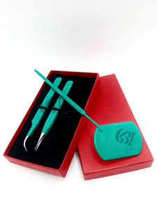 Professionnel nouveau revêtement en poudre de sirène droite pince à épiler d'extension de cils incurvée en acier inoxydable Logo personnalisé Instrument de beauté - Product Image 4