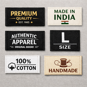 Étiquettes tissées en polyester de haute qualité, lavables, pour vêtements, sacs et chaussures |   Fabricant d'étiquettes de vêtements avec logo personnalisé - Product Image 1