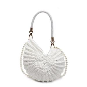 Luxury Crochet Bag Handmade Women Seaside Conch Shell Messenger <b>Shoulder</b> Bag Exquisite Pearl Chain Fashion Handbags - Product Image 1