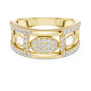 แหวนเพชรทรงกลมสีโรสโกลด์ 14K สำหรับผู้หญิง |   เพชรที่เพาะเลี้ยงใหม่ - Product Image 3