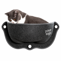 Lit pour chat Yangyangpet en feutre gris foncé en forme de panier, à fixer sur fenêtre avec ventouses