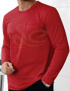 Logo personnalisé T-shirt à col rond pour hommes en coton épais coupe ajustée 100% coton respirant anti-rides manches longues Streetwear - Product Image 3