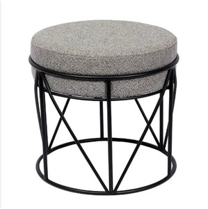 Repose-pieds en velours moderne Anneau en métal Pouf pouf rond - Product Image 4