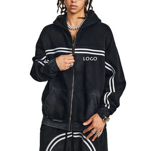 Sudadera con capucha personalizada de alta calidad serigrafiada logotipo personalizado lavado a la piedra 100% algodón ropa informal de hombre de primavera unisex de gran tamaño - Product Image 2