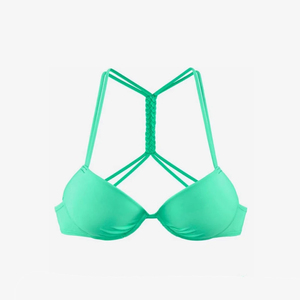 Ensemble bikini deux pièces vert menthe pour femme, haut croisé à nouer, bas à nouer sur les côtés, maillot de bain push-up - Product Image 3