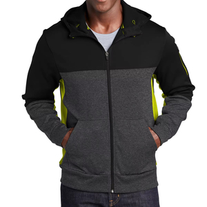 Sweat-shirt à capuche athlétique personnalisé de haute qualité Tailles personnalisées Vêtements de sport Fit Hoodie Tech Fleece Colorblock Full-Zip Hooded Jacket - Product Image 1