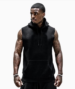 Pullover Fitness Hooded Tank for <b>Men</b> OEM Design Basics Cotton Blended <b>Sleeveless</b> <b>Hoodie</b> <b>Men's</b> Urban <b>Sleeveless</b> Hoodies - Product Image 1