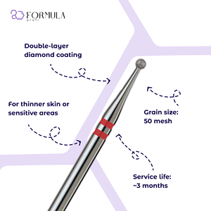 หัวเจียรเล็บสแตนเลสสตีล ฟอร์มูล่า โปรฟี่ อัลตร้า พรีซิชั่น ขนาด 1.8 มม. สีแดง สำหรับทำความสะอาดหนังกำพร้า  โลโก้ปรับแต่งได้ - Product Image 2