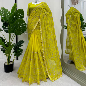 Amplíe su alcance en el mercado con nuestros saris Premium hechos de Heavy Tibby Silk y Mono Bangalore Silk. - Product Image 1