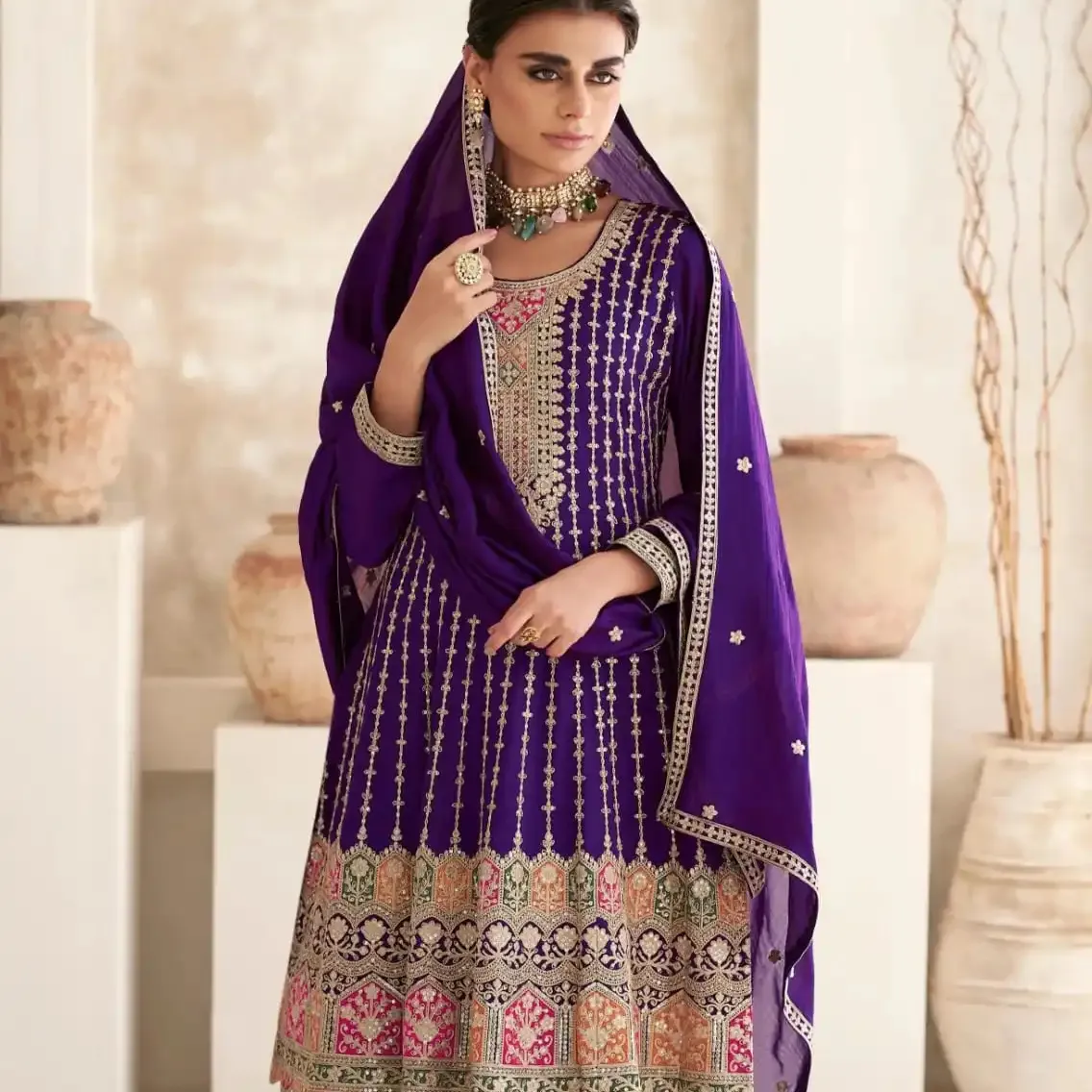 Fancy Export Quality Fabric Fully Stitched Dress Suit Traditional Occasional Party Wear Dress With Beautiful Embroidery Work