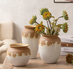Vase en céramique <span class=keywords><strong>de</strong></span> style fermier, décoration rustique, poterie, vases décoratifs pour fleurs, décoration d'intérieur, vase bohème pour table, salon, <span class=keywords><strong>salle</strong></span> <span class=keywords><strong>de</strong></span> <span class=keywords><strong>bain</strong></span> - Product Image 1