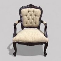 Fauteuil de salle à manger Louis XV de style antique français, reproduction, en bois de mahogany massif, inclinable, rembourré, pour chambre et appartement