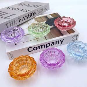 Portavelas de vidrio transparente de siete colores, artículo de decoración en oferta. - Product Image 4