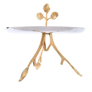 Présentoir à gâteau en aluminium plaqué or avec branches de fleurs, tout nouveau design, pour table de mariage et de fête - Product Image 2