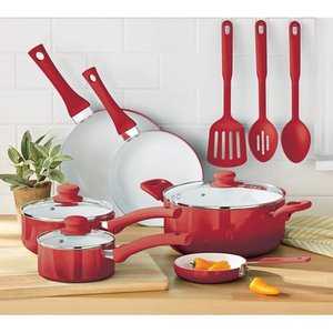 12pcs Aluminum <strong>Cookware</strong> <strong>Set</strong> <strong>Red</strong> Ombre Best Selling for Kitchen Corner, Durable and High Quality - Product Image 1
