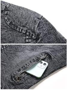 Veste en jean à col montant vintage pour homme Manteau de moto léger et décontracté Veste en jean chaude à fermeture éclair - Product Image 6