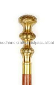 ไม้เท้าเดินตกแต่งทำจากไม้พร้อมด้ามจับทองเหลืองไม้เท้าพับได้ตกแต่ง - Product Image 1