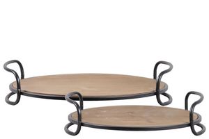 WARMTH Plateau de service en bois d'acacia rond personnalisable pour la cuisine, la maison ou l'hôtel Vaisselle de style classique pour la fête ou la nourriture - Product Image 5