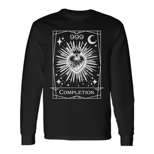 T-shirt a maniche lunghe con numeri angelici 999, numerologia della completività - Product Image 2