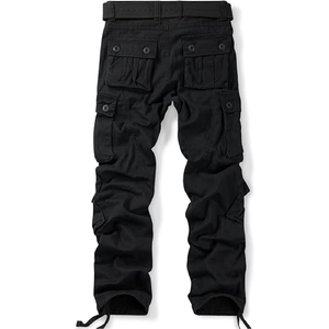 OEM hombres con estilo mono lavado de tiro alto holgado recto Streetwear estilo Denim Cargo pantalones Vintage negro Jeans pantalones Casuales - Product Image 5