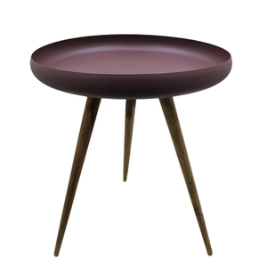 Table d'appoint de service en métal plaque de fer noir sur 3 pieds en bois naturel Table d'appoint décorative événements fête approvisionnement fait à la main - Product Image 3