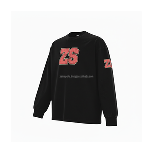 Premium 350 GSM Heavyweight Fleece Sweatshirt <b>Black</b> Soft Cotton Blend Custom Puff Print Logo Unisex Pullover Basics Sweatshirts - Product Image 3