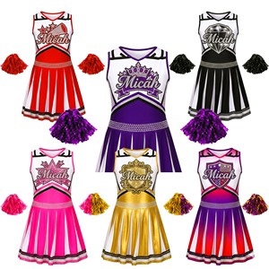 Uniformes de cheerleading personnalisés, vêtements d'équipe haute performance en spandex, broderie en twill avec strass sur le devant, tailles pour filles et adultes, vente en gros - Product Image 4