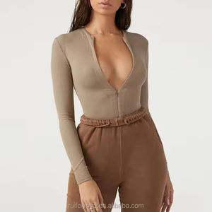 Nouveau T-shirt de compression d'hiver de qualité supérieure, coupe classique, haut d'entraînement vierge, col rond zippé, manches longues, pour impression - Product Image 3