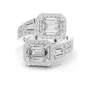 3.686 CT Lab-Grown VVS-VS EF CVD <b>Emerald</b>-Cut Diamond Halo Engagement <b>Ring</b> Women 18KT Gold Sterling <b>Silver</b> Moissanite Options - Product Image 1