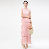 Robe de soirée pour femme de haute qualité, design tendance, été, volants, sans manches, couleur unie