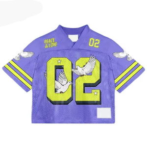 Maillot de football américain personnalisé à manches courtes, respirant, grande taille, séchage rapide, jaune, design en maille, transfert thermique – Meilleures ventes - Product Image 3